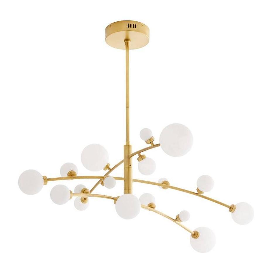Antique Brass Opal Globe LED Chandelier