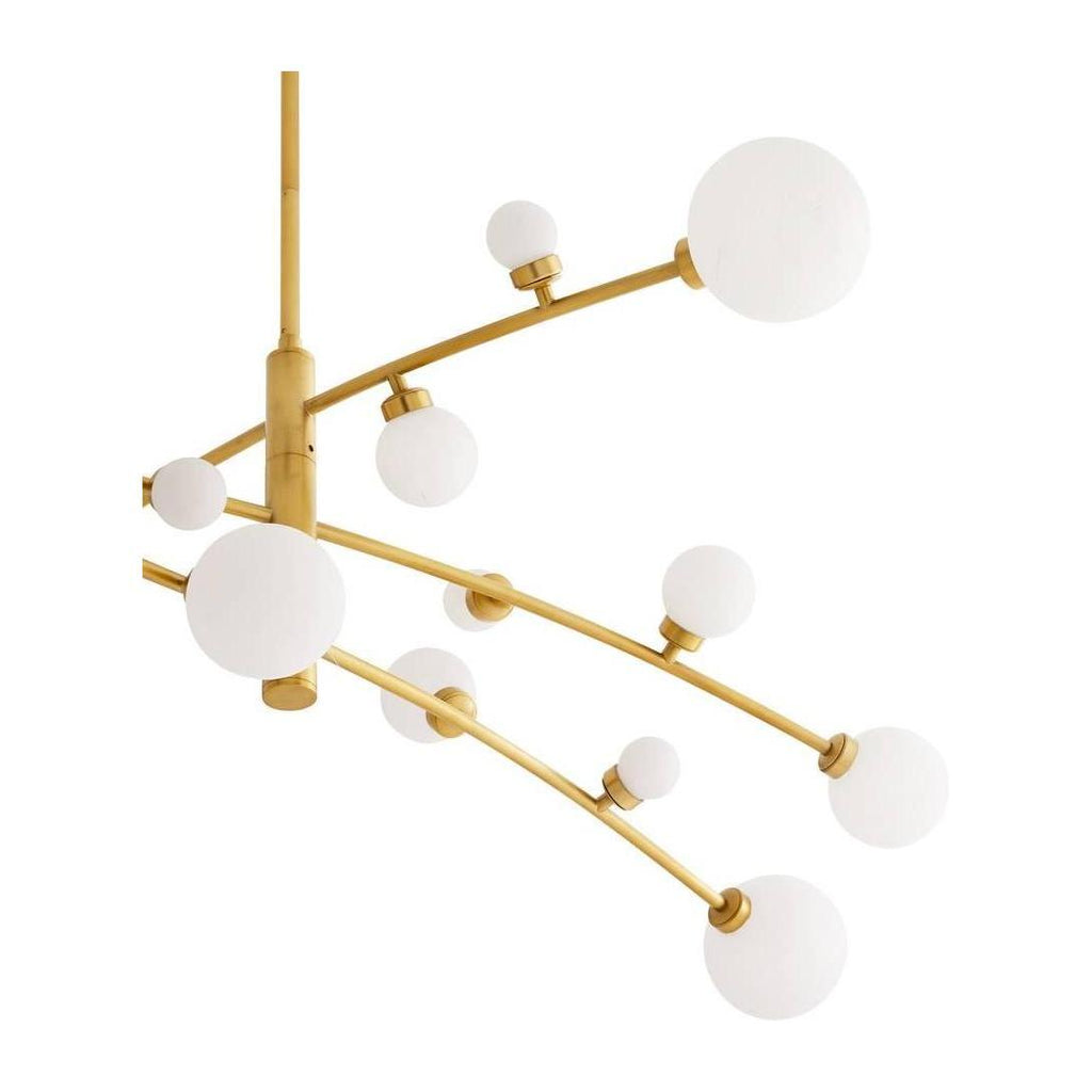 Antique Brass Opal Globe LED Chandelier