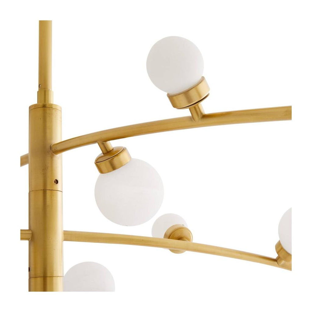 Antique Brass Opal Globe LED Chandelier