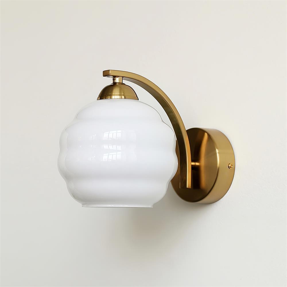 Art Deco Glass Wall Light / Set of 2 / Gold+Beige