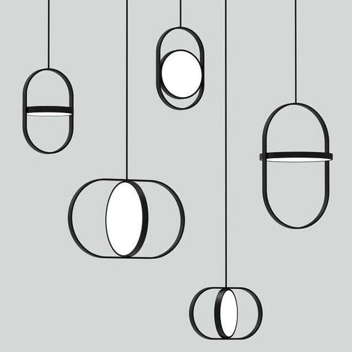 Black Aluminum Acrylic LED Pendant Light / Black / 18x30cm