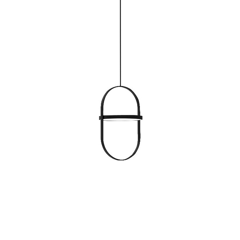 Black Aluminum Acrylic LED Pendant Light / Black / 28 x45cm