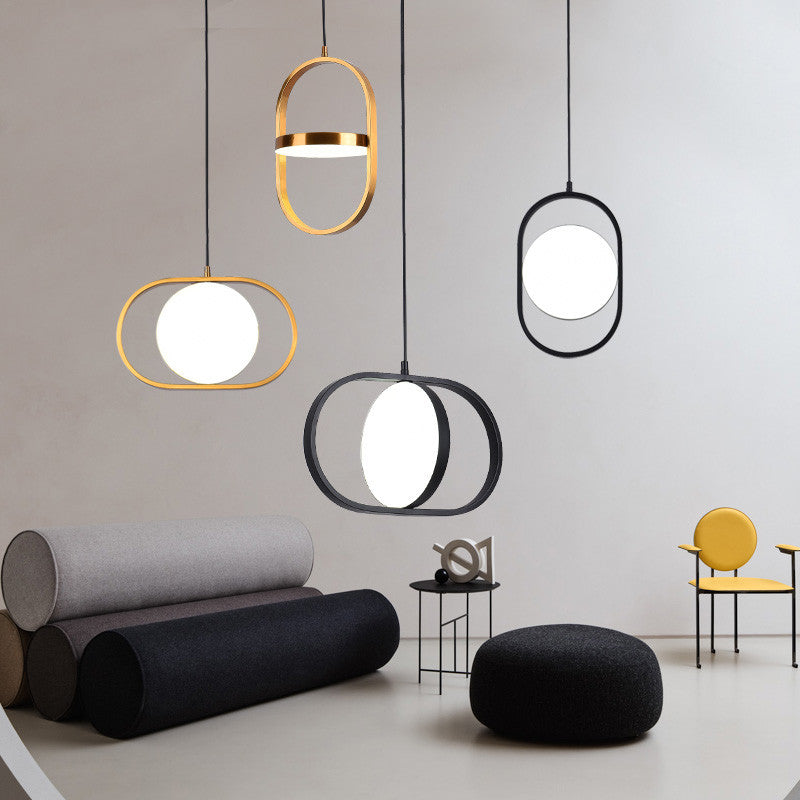 Black Aluminum Acrylic LED Pendant Light / Black / 45x28cm