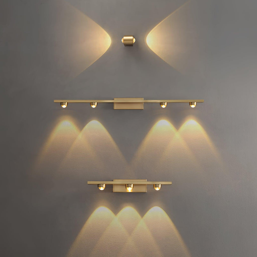Compact Brass Glass LED Wall Light / L 11.8″ x W 2.4″ x H 1.9″ / L 30cm x W 6cm x H 5cm / Brass & Transparent / Warm White