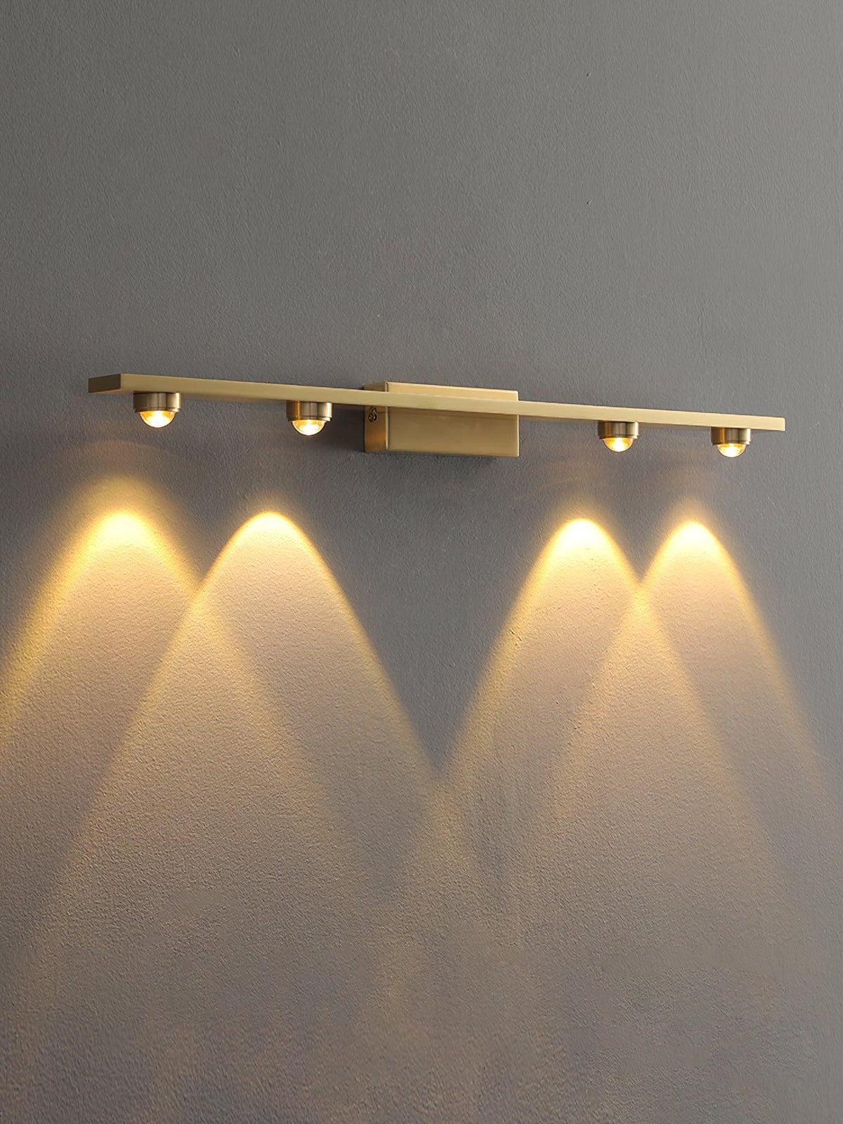 Compact Brass Glass LED Wall Light / L 23.6″ x W 2.4″ x H 1.9″ / L 60cm x W 6cm x H 5cm / Brass & Transparent / Warm White