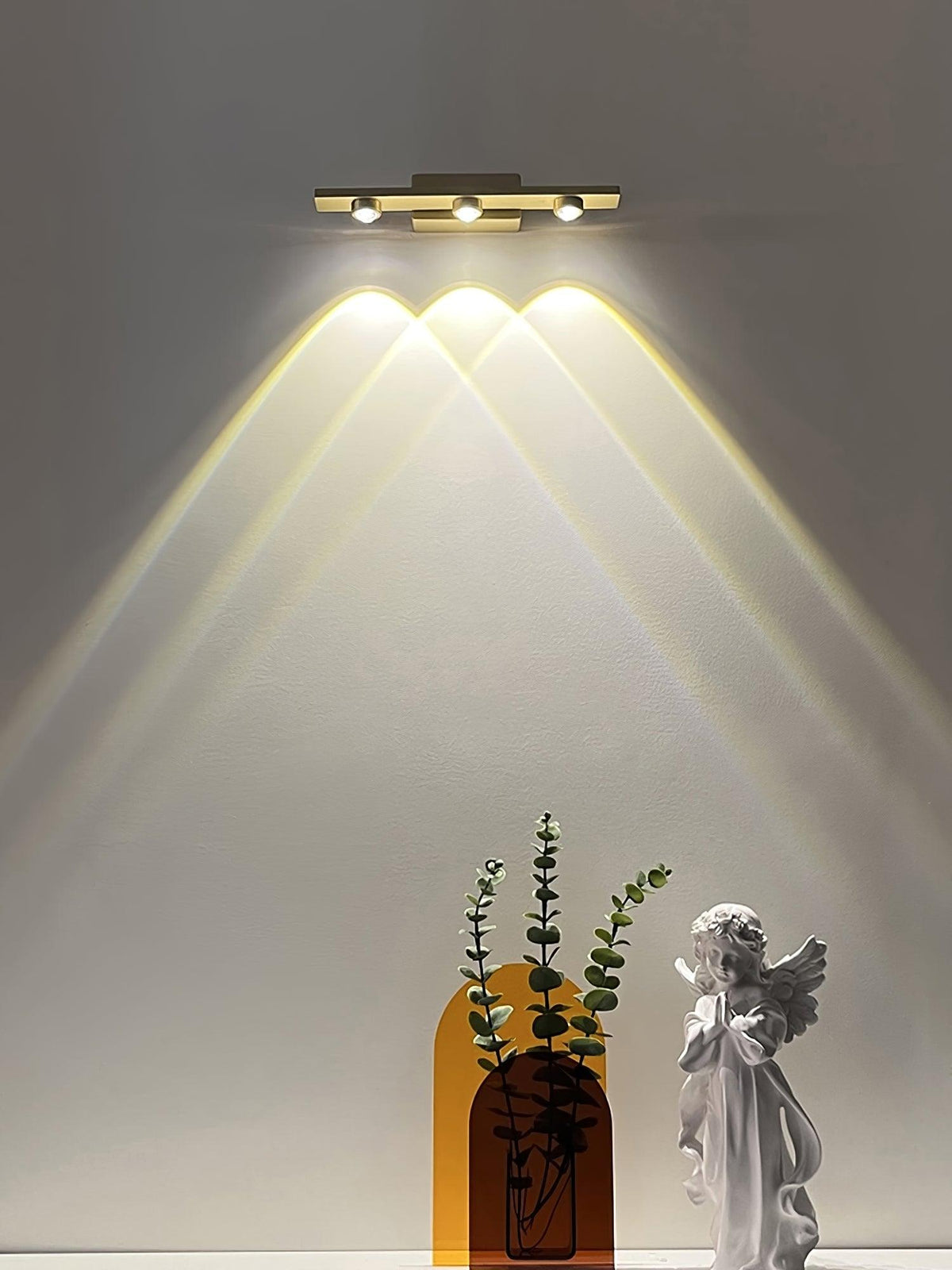 Compact Brass Glass LED Wall Light / L 2.7″ x W 3.7″ x H 3.1″ Set Of 2 / Brass & Transparent / Warm White