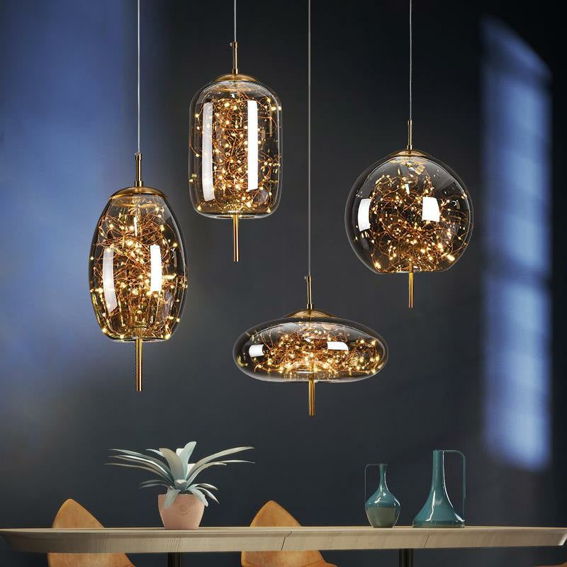 Small Glass Pendant Light for Bedside and Restaurants
