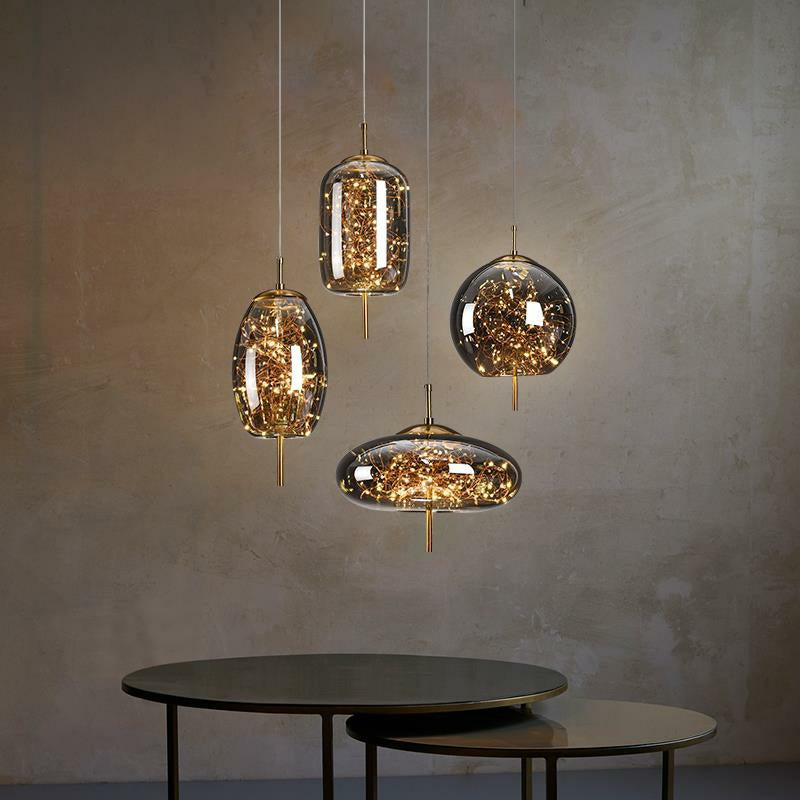 Small Glass Pendant Light for Bedside and Restaurants