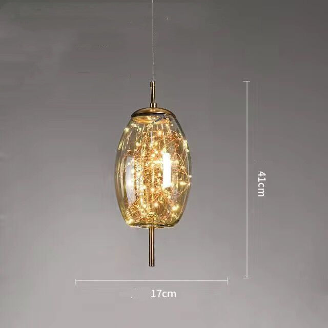 Small Glass Pendant Light for Bedside and Restaurants