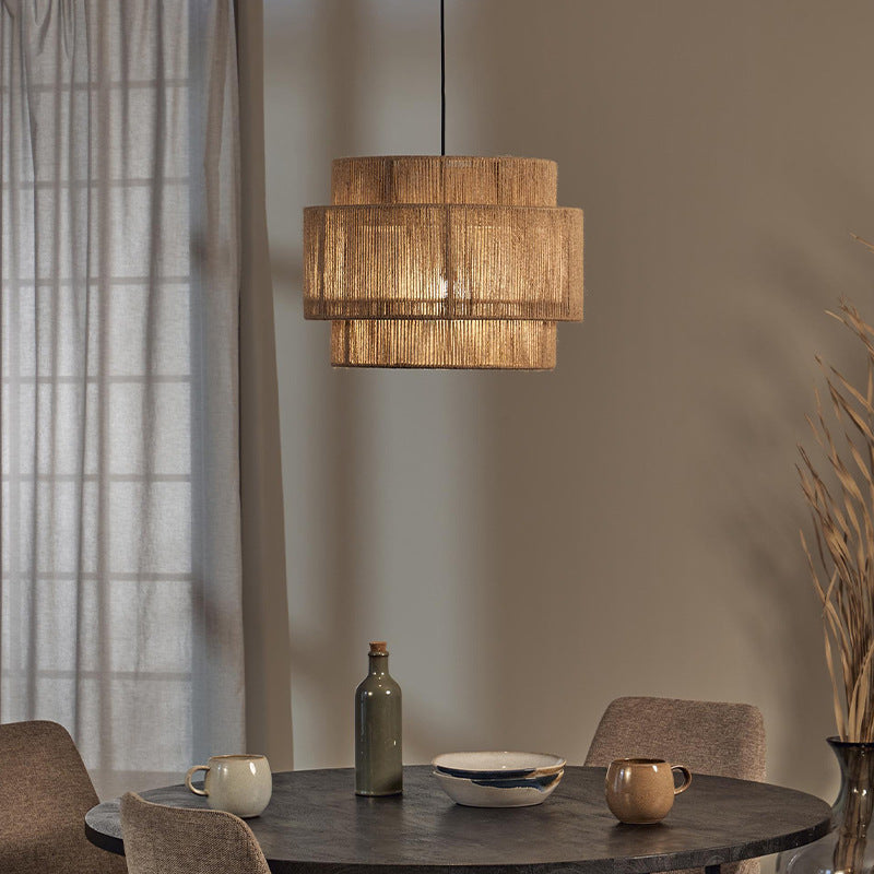 Handwoven Retro Pendant Light for Living Rooms and Bedrooms