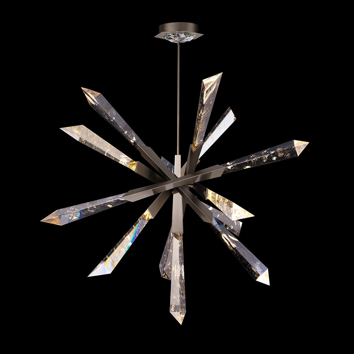 Crystal Spear Sculptural Pendant Light / Antique Nickel