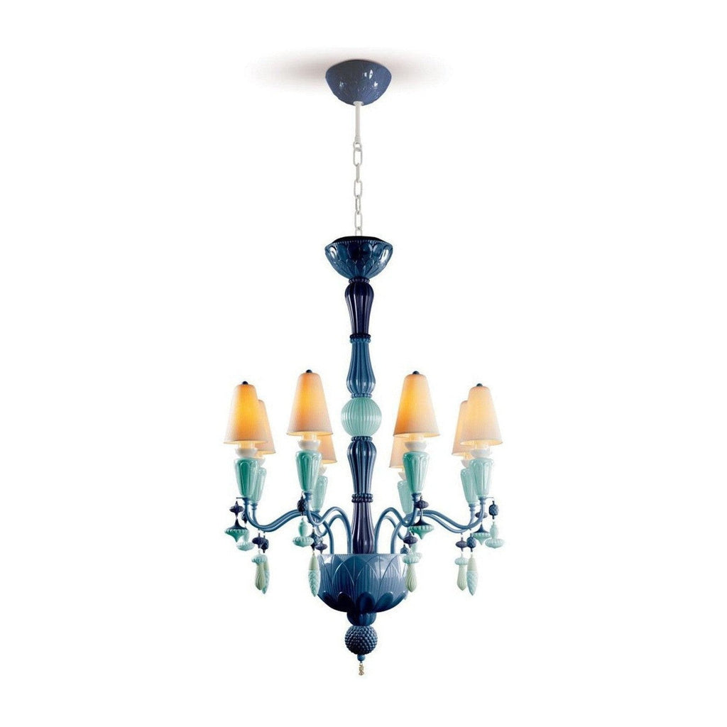 Eight-Light Porcelain Botanical Chandelier