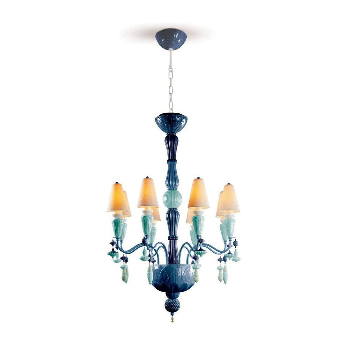 Eight-Light Porcelain Botanical Chandelier