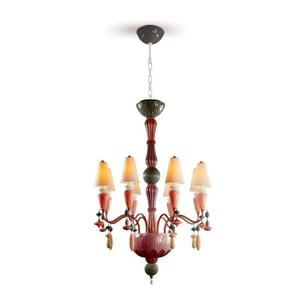 Eight-Light Porcelain Botanical Chandelier