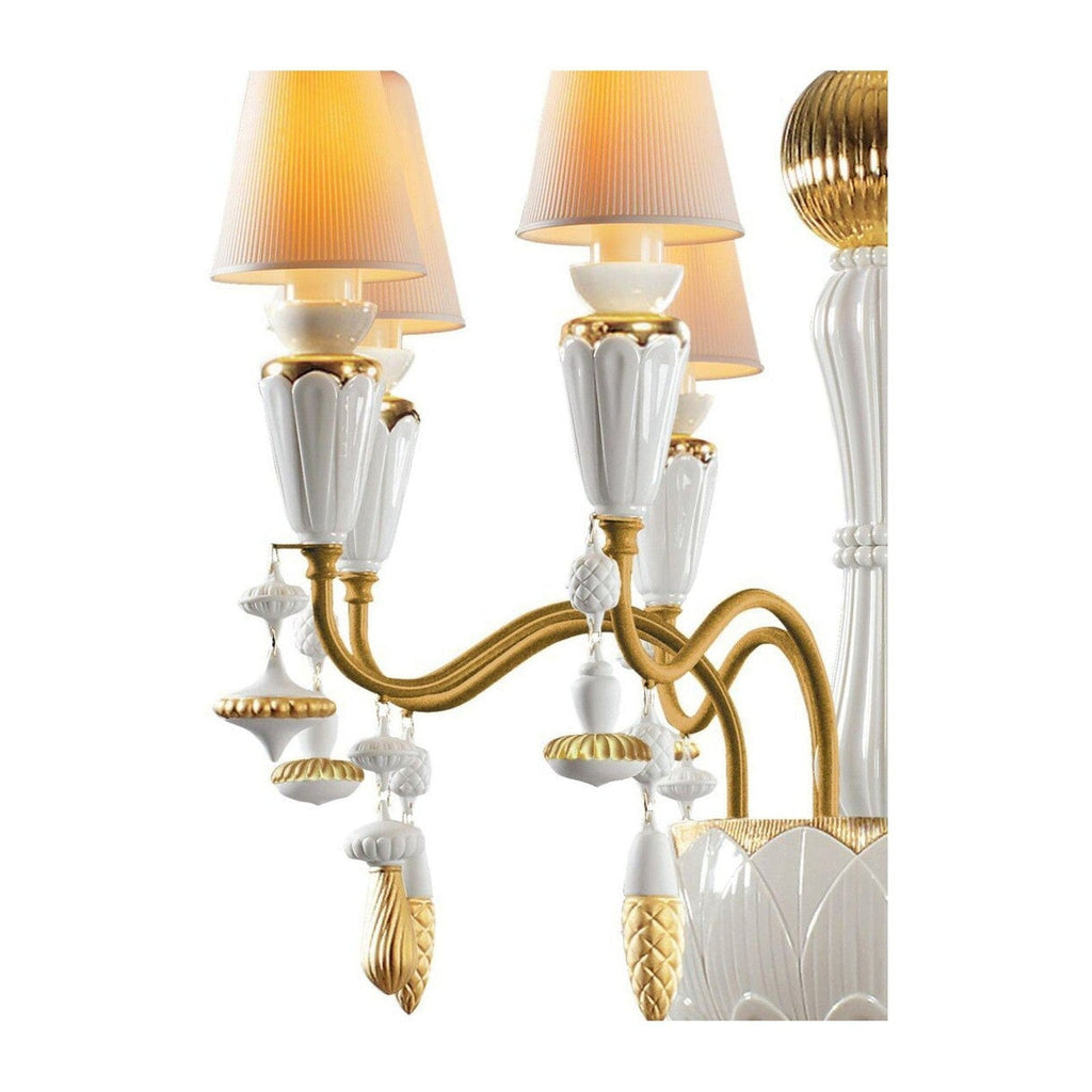 Eight-Light Porcelain Botanical Chandelier / Spices