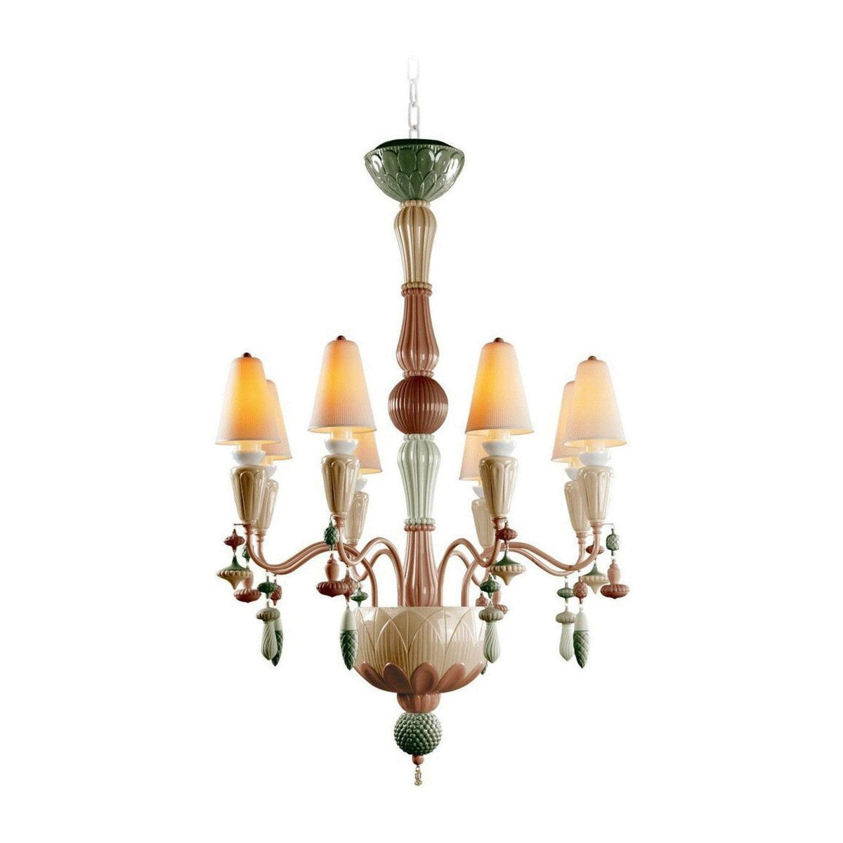 Eight-Light Porcelain Botanical Chandelier