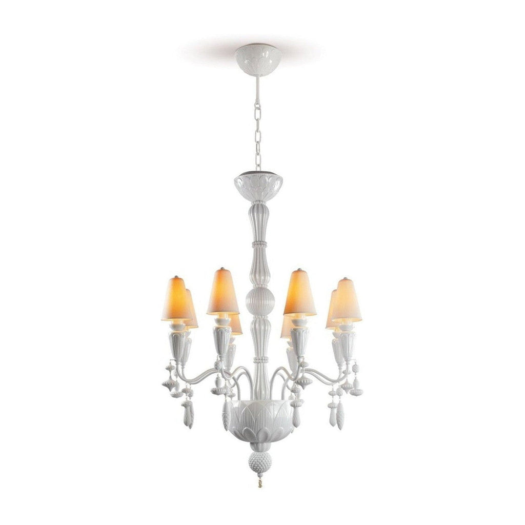 Eight-Light Porcelain Botanical Chandelier