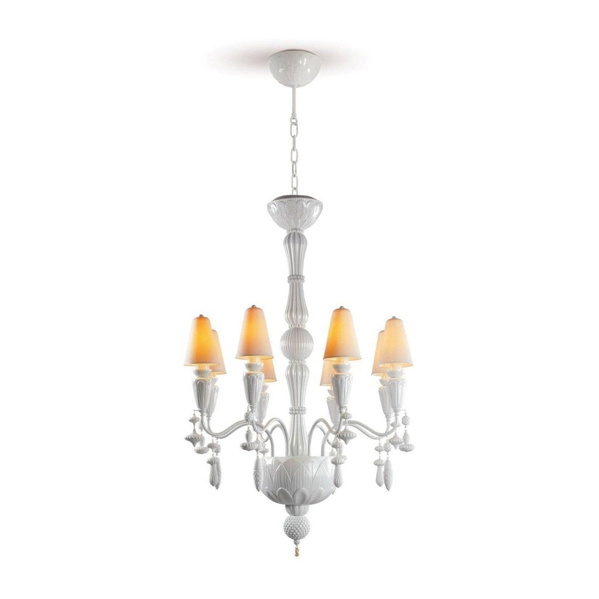 Eight-Light Porcelain Botanical Chandelier