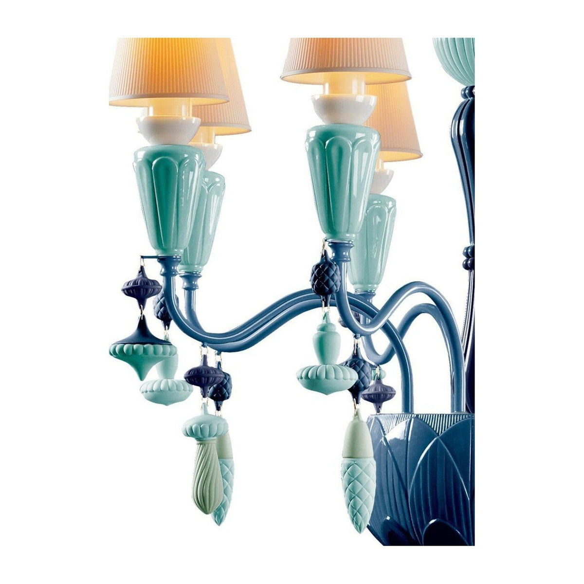 Eight-Light Porcelain Botanical Chandelier