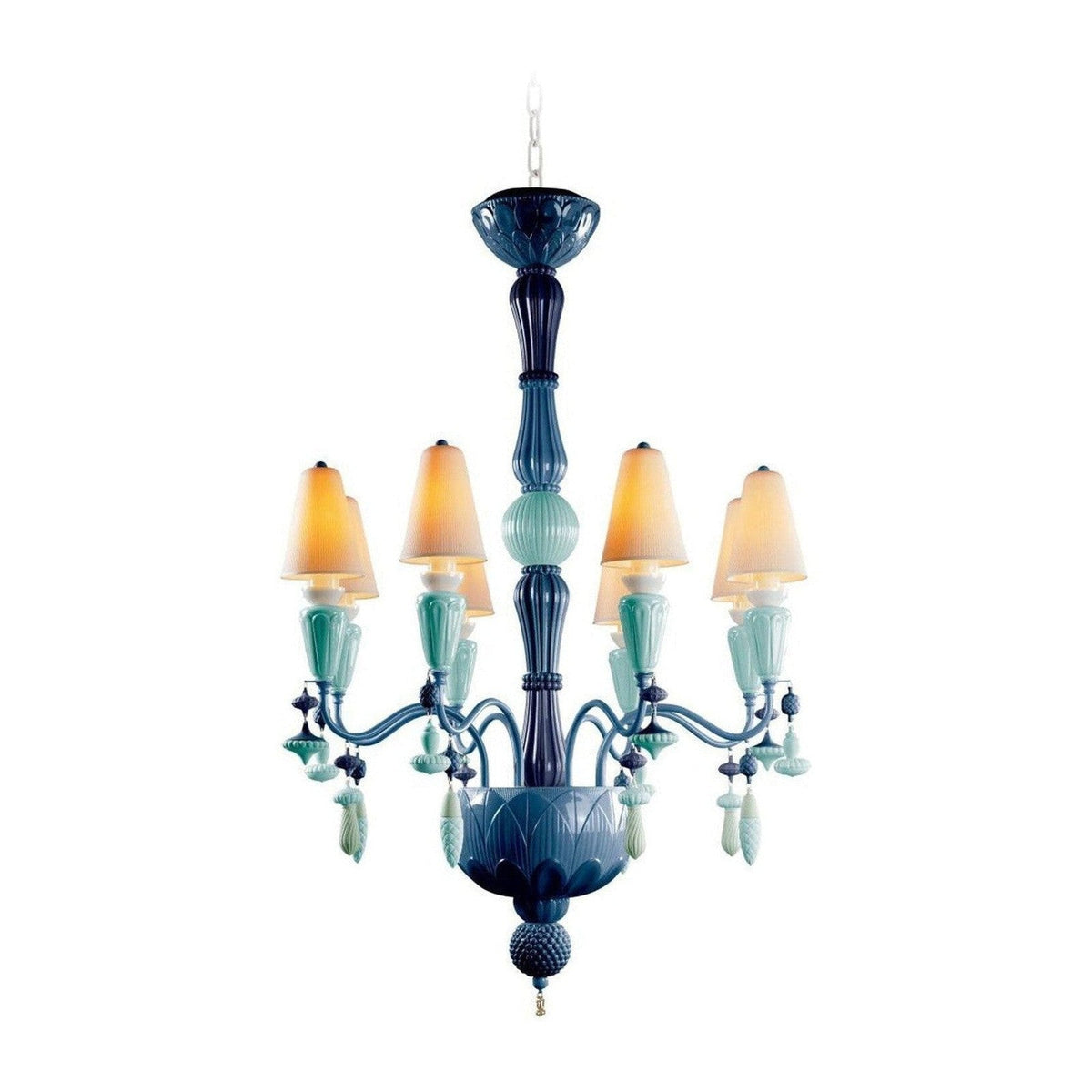 Eight-Light Porcelain Botanical Chandelier