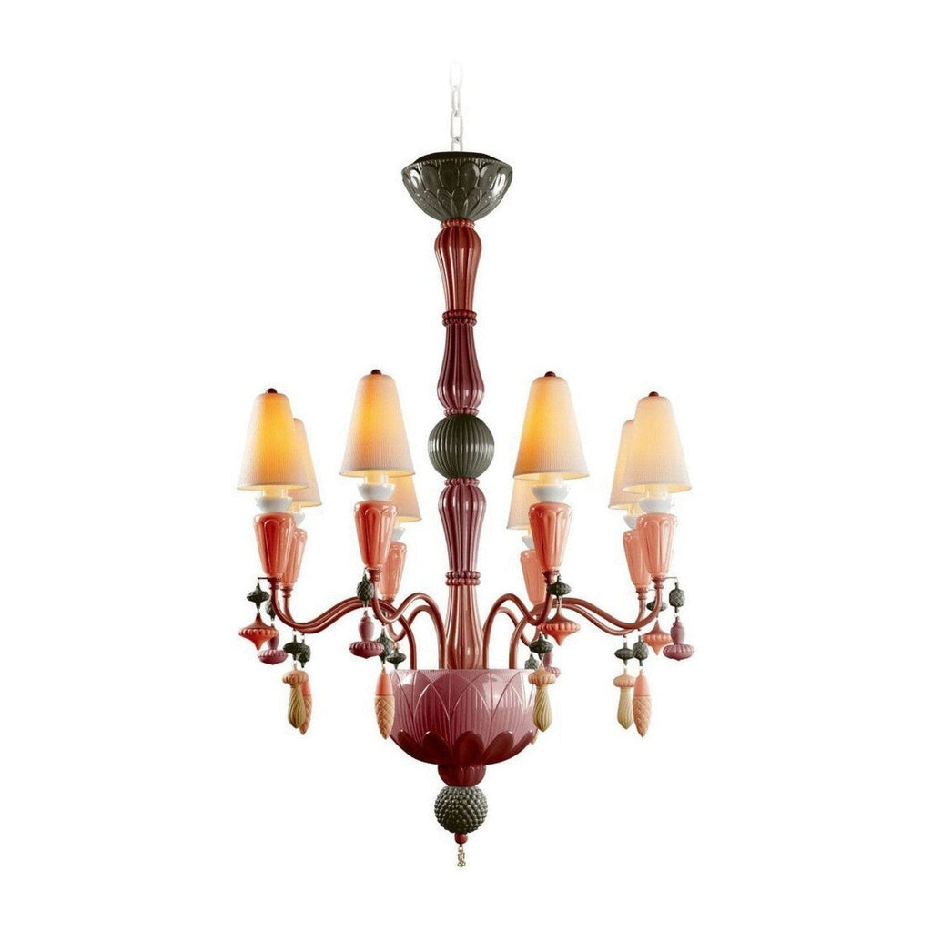 Eight-Light Porcelain Botanical Chandelier