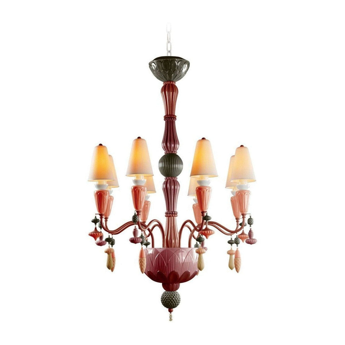 Eight-Light Porcelain Botanical Chandelier