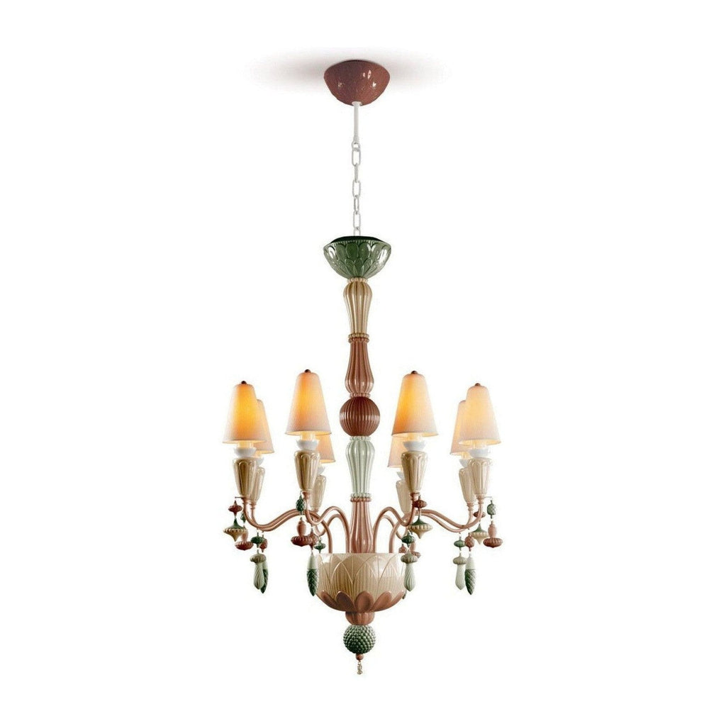 Eight-Light Porcelain Botanical Chandelier