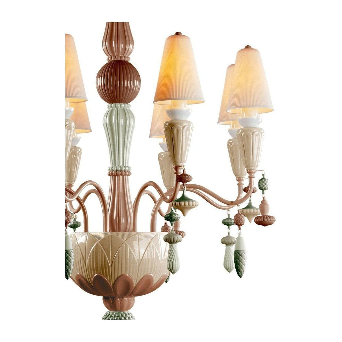 Eight-Light Porcelain Botanical Chandelier