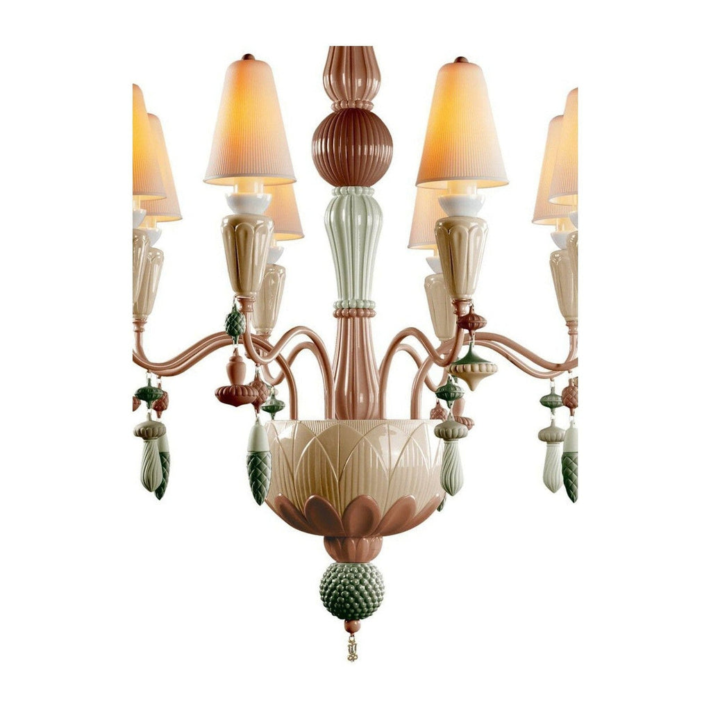 Eight-Light Porcelain Botanical Chandelier