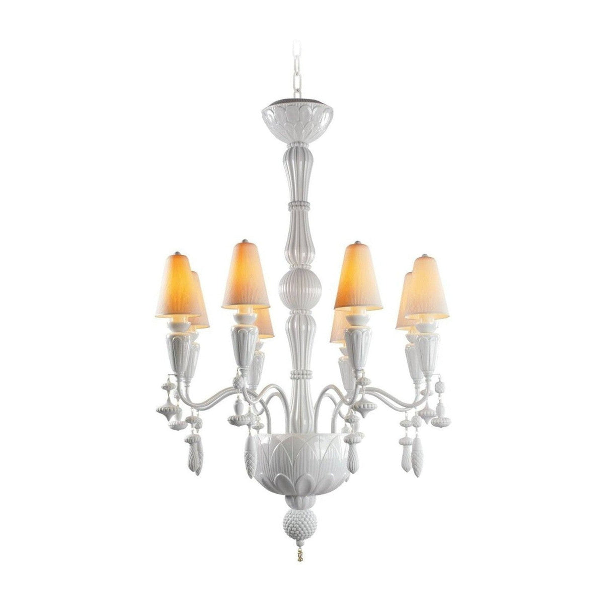 Eight-Light Porcelain Botanical Chandelier