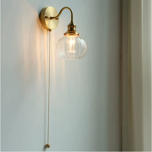 Glass Pumpkin Wall Light for Bedside and Hallway