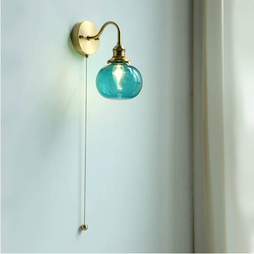 Glass Pumpkin Wall Light for Bedside and Hallway