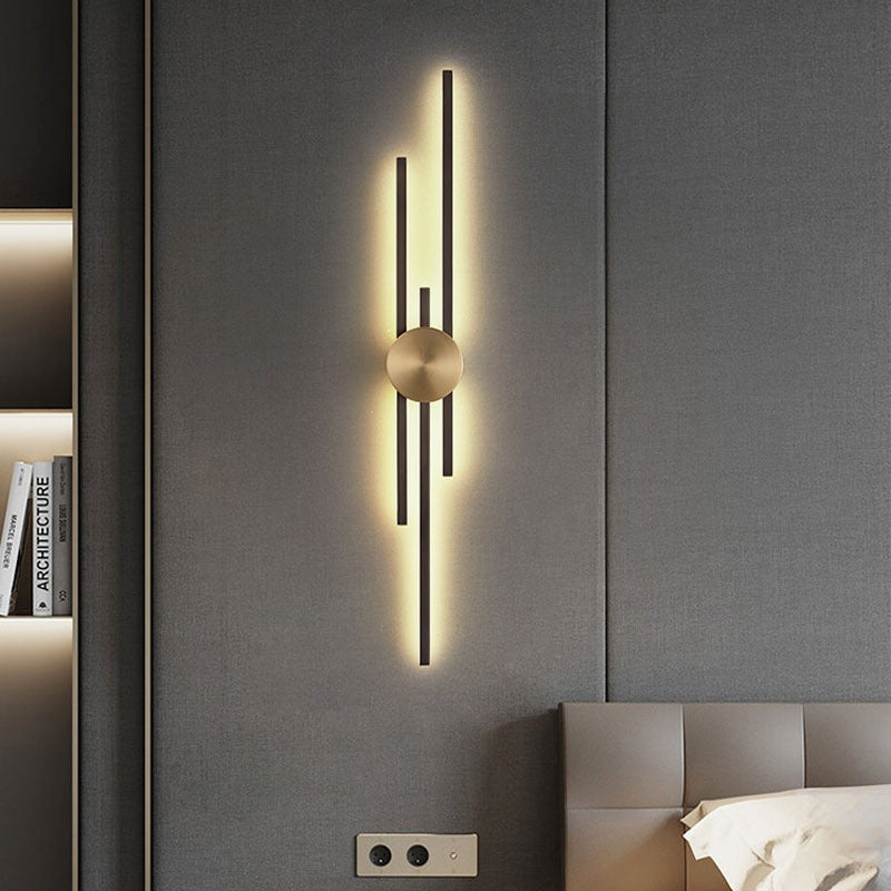 Long Bronze or Black Multi-Light Wall Light / Threecolorlight Source / Large Size 123cm / Black