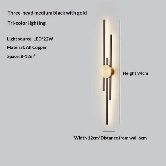 Long Bronze or Black Multi-Light Wall Light
