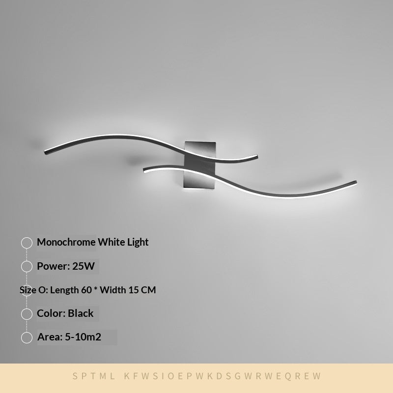 Long Minimalist LED Wall Light / White Light / Black / 100cm