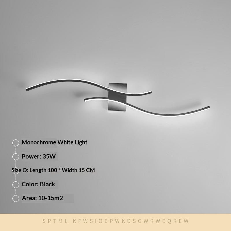 Long Minimalist LED Wall Light / White Light / Black / 80cm