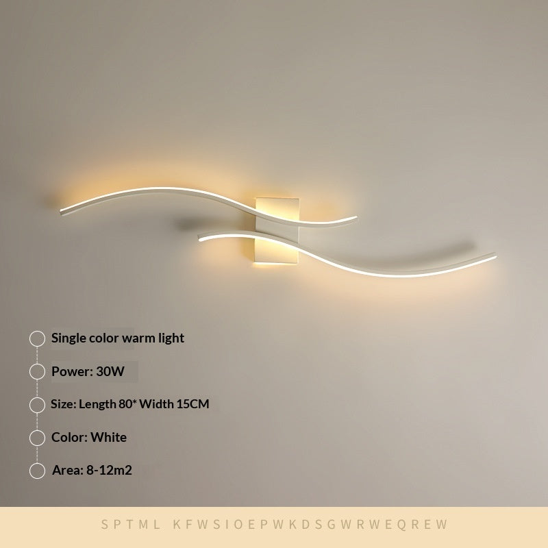 Long Minimalist LED Wall Light / Warm Light / White / 80cm