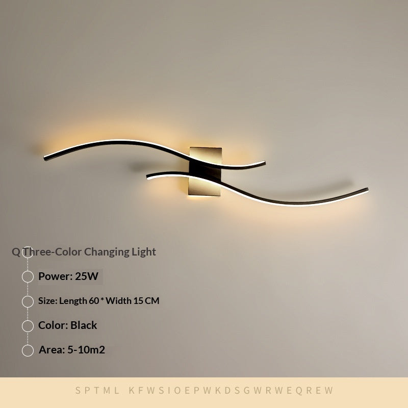 Long Minimalist LED Wall Light / Tri color Light / Black / 100cm