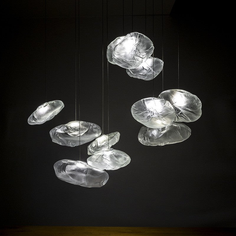 Modern Glass E27 Pendant Light / Amber / L