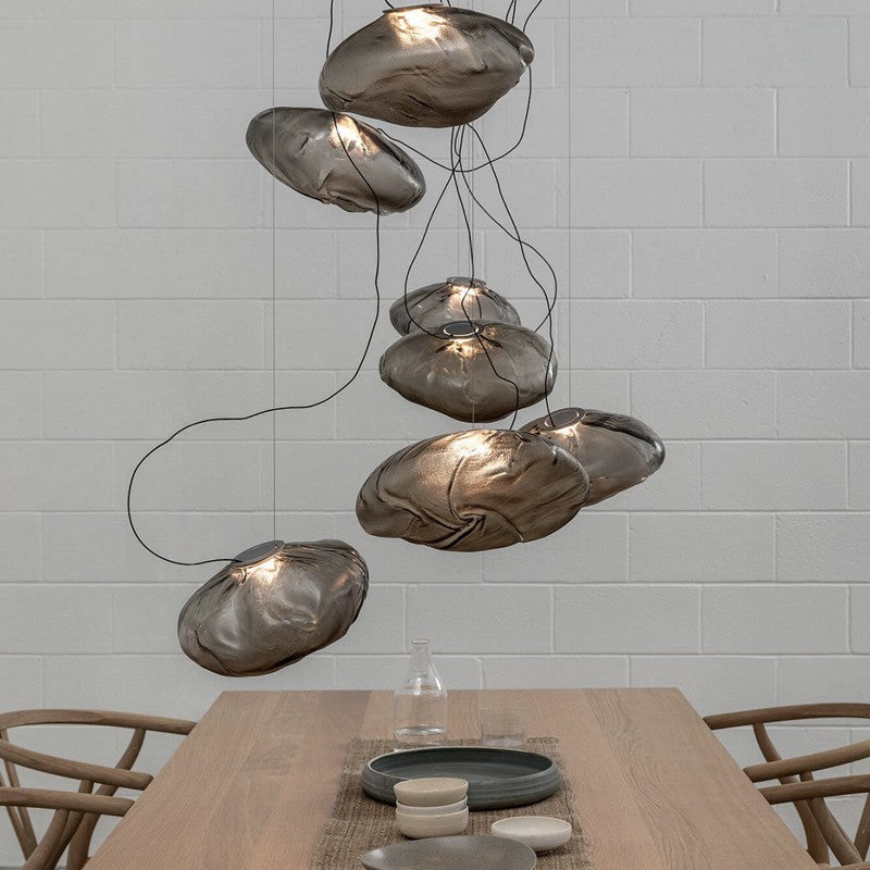 Modern Glass E27 Pendant Light / Smoke grey / L