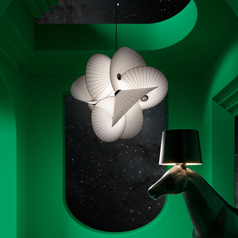White Twist Fabric Pendant Chandelier