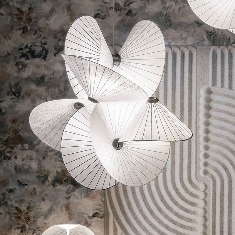 White Twist Fabric Pendant Chandelier