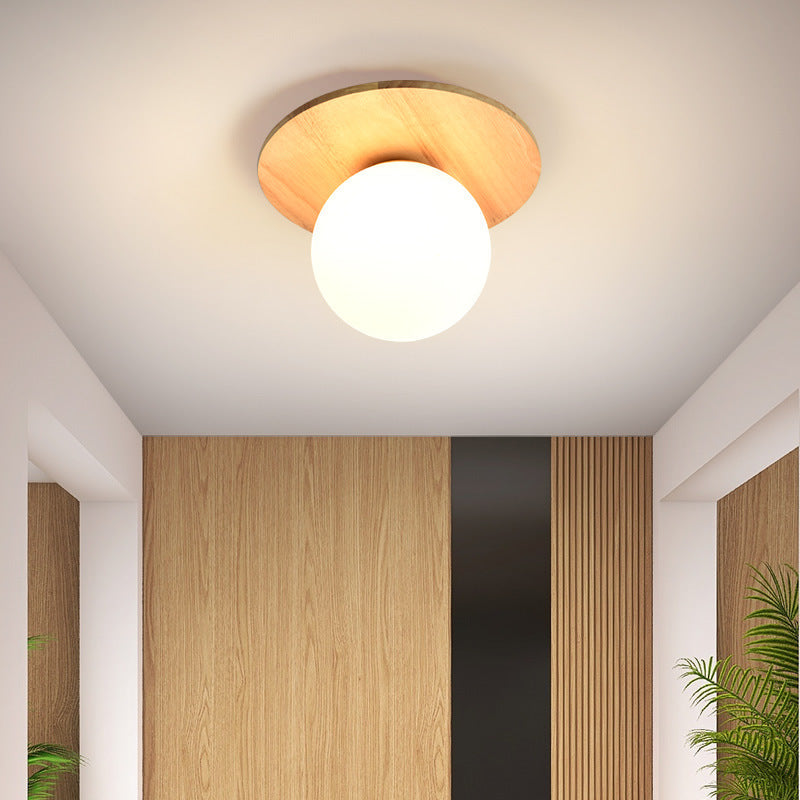 Nordic Japanese Log-Style Entrance Ceiling Light