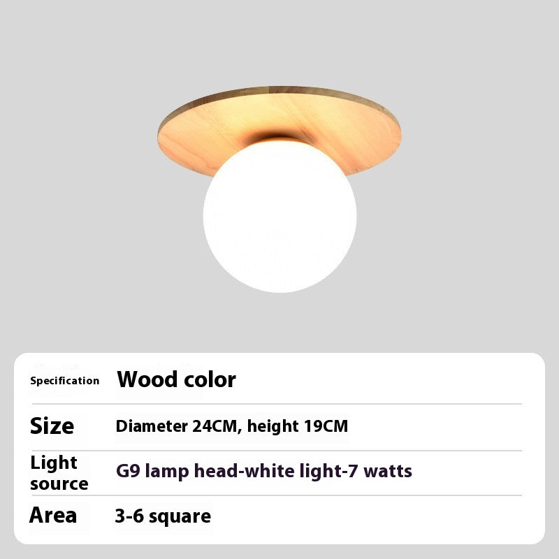 Nordic Japanese Log-Style Entrance Ceiling Light