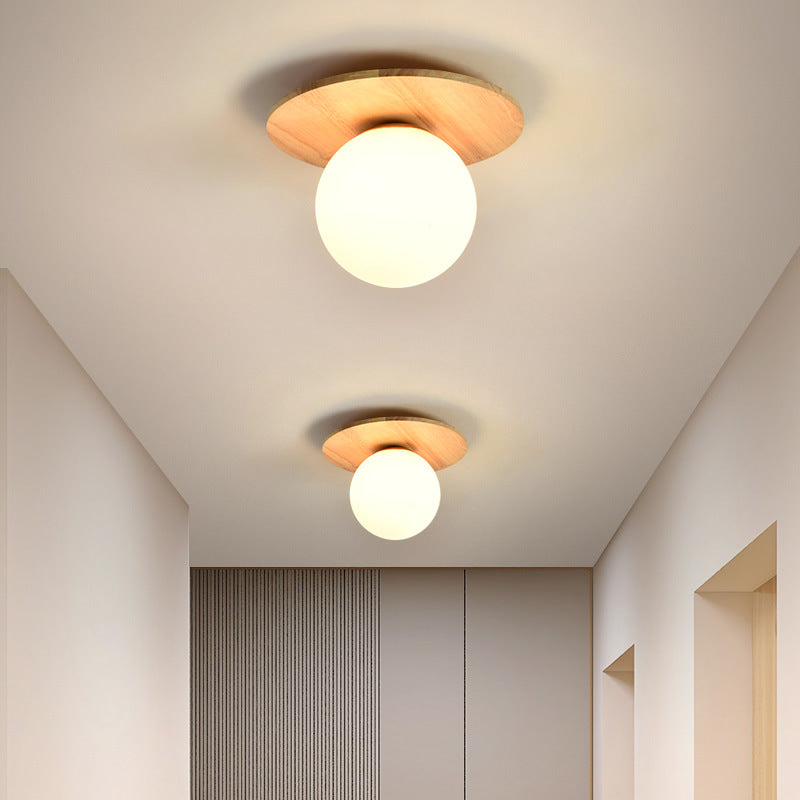 Nordic Japanese Log-Style Entrance Ceiling Light