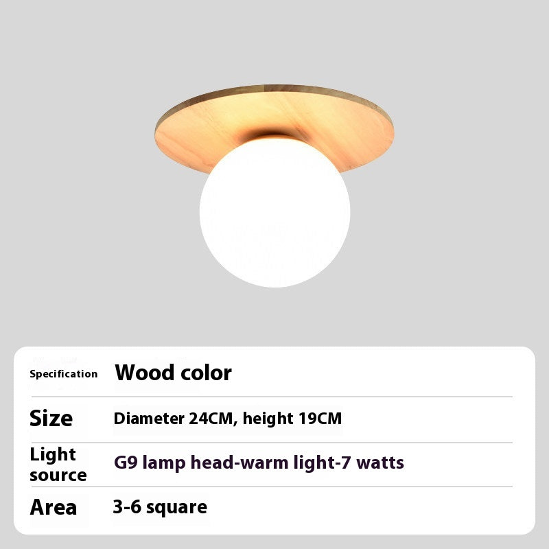 Nordic Japanese Log-Style Entrance Ceiling Light