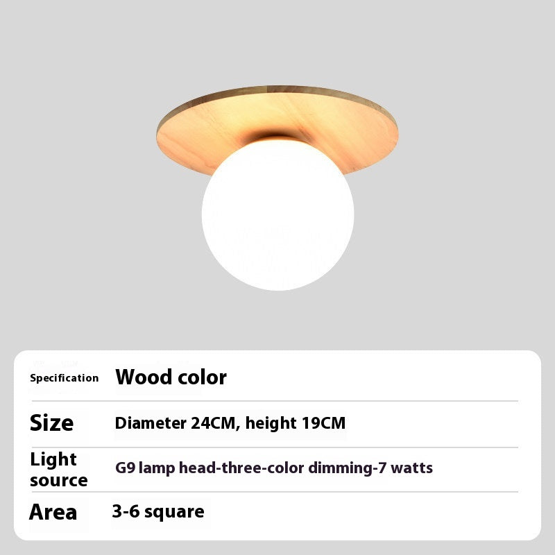 Nordic Japanese Log-Style Entrance Ceiling Light