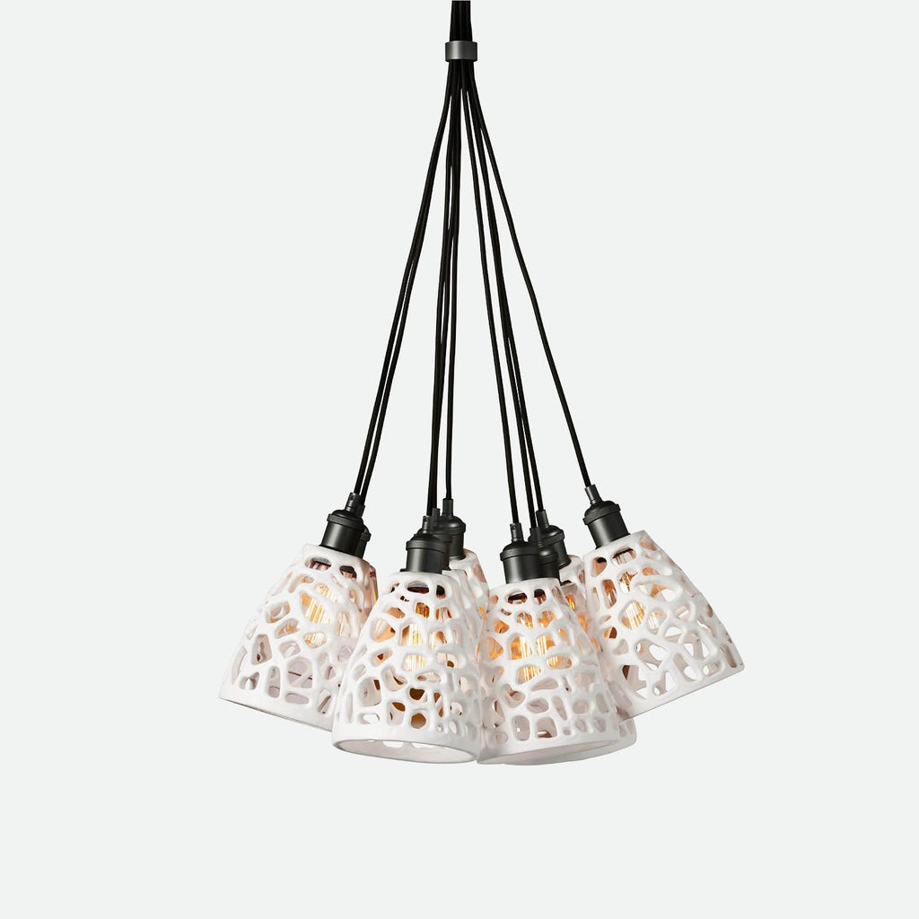 Organic Cutout White Resin Pendant Light / Dark Bronze