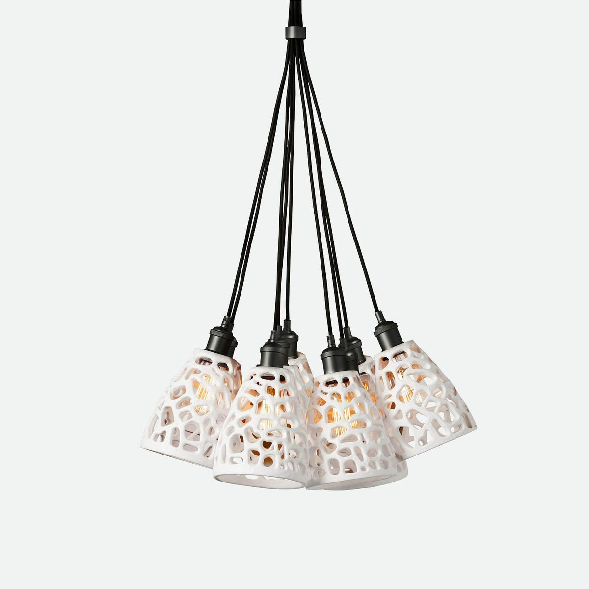 Organic Cutout White Resin Pendant Light / Dark Bronze