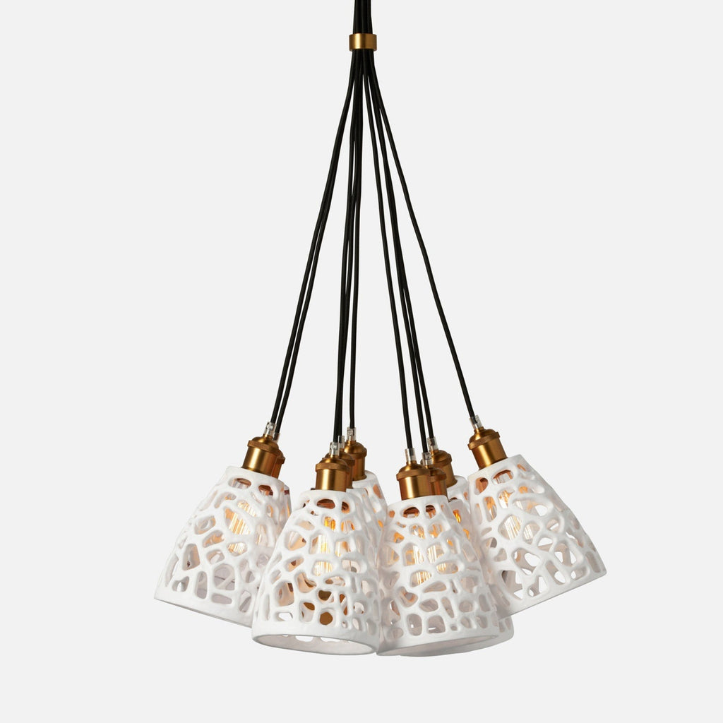 Organic Cutout White Resin Pendant Light / Brass
